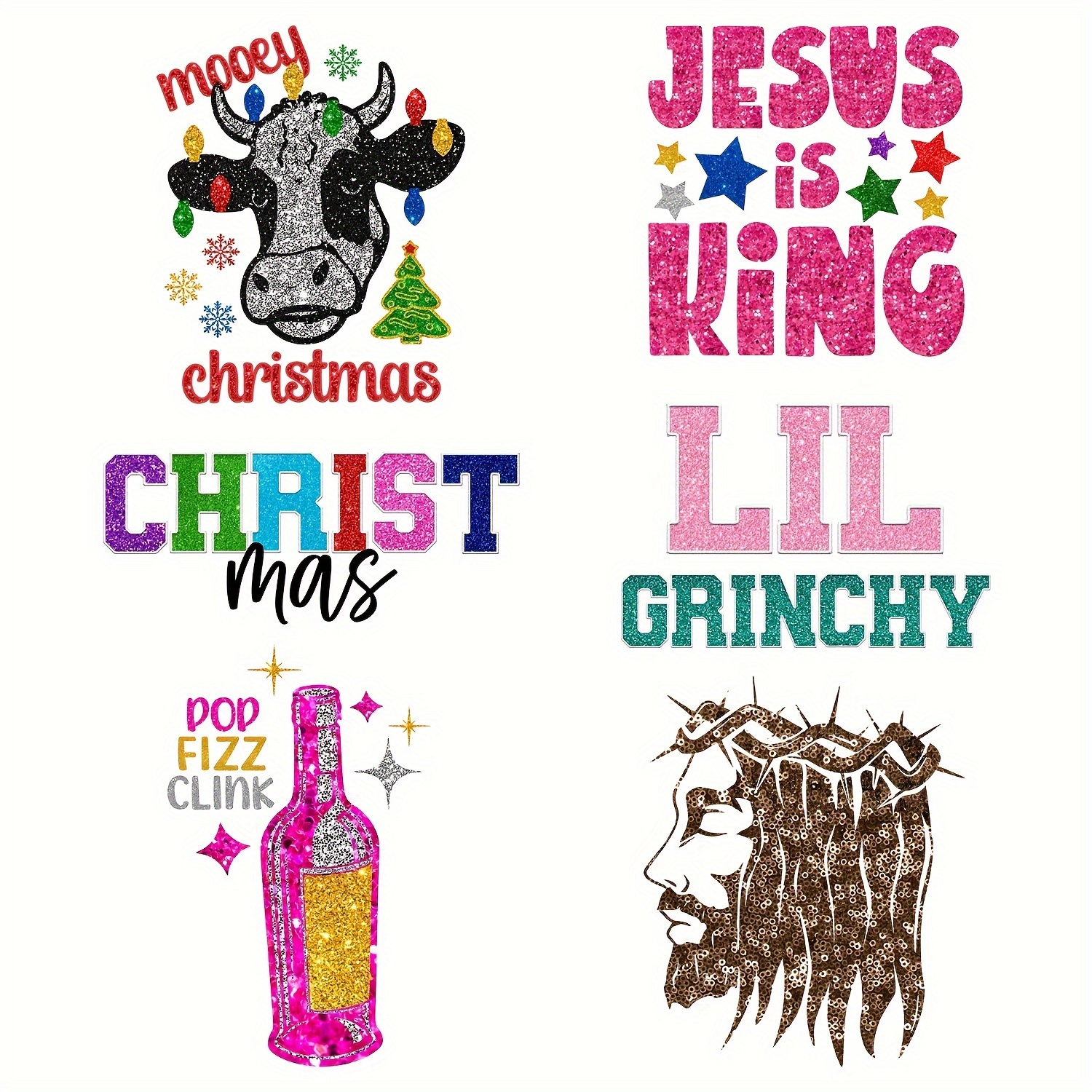 Jesus Is King Christian Iron On Vinyl Decal Transfers for  T-shirts/Sweatshirts