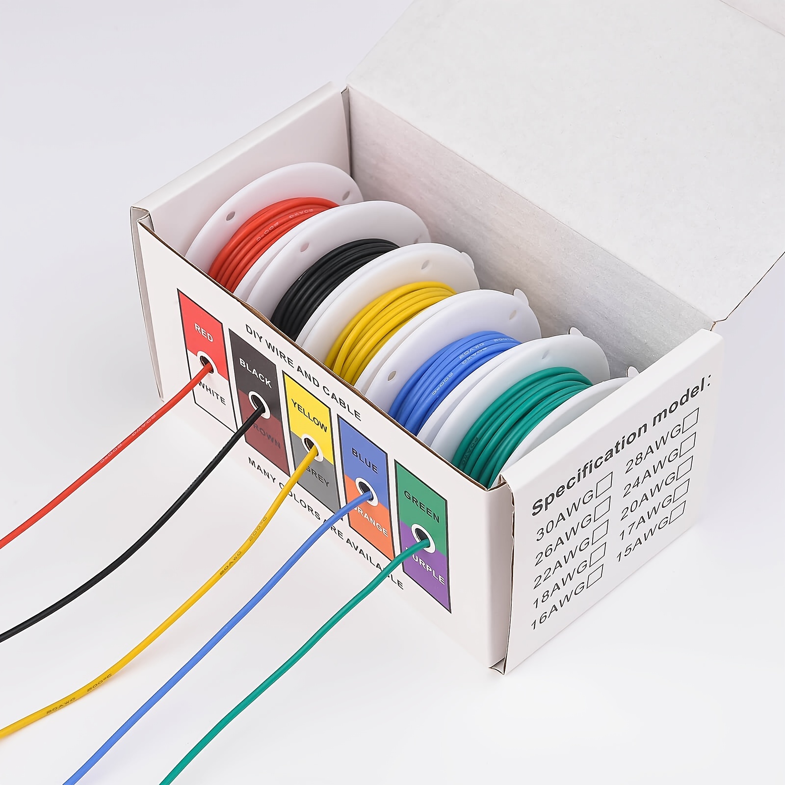 20AWG Electric Wire Flexible Silicone Wires 20 Gauge Stranded Tinned Copper Wire, OD:1.8mm, 5 Colors 19.6ft/6m Each, DIY Electrical Hook Up Wire Kit