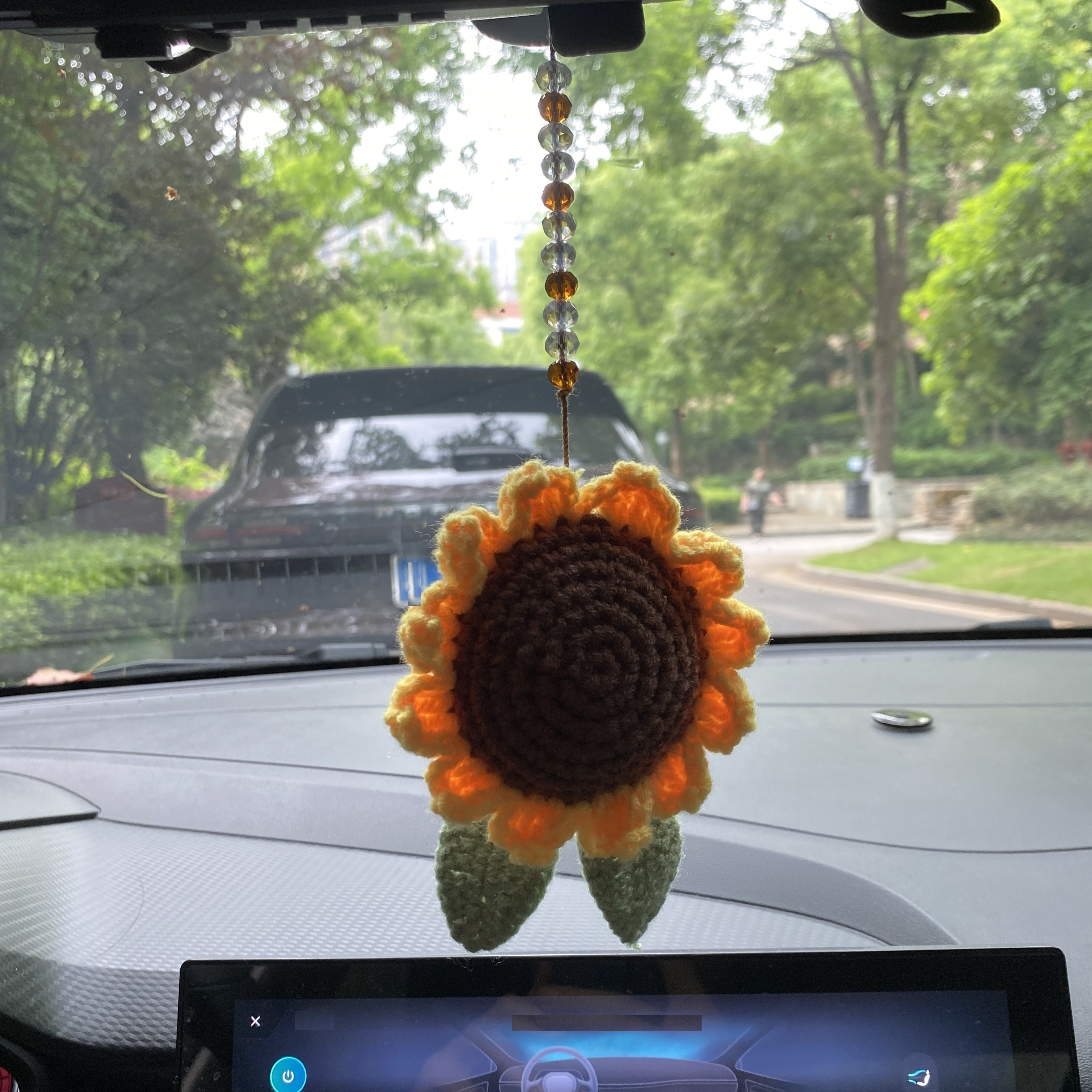 Cute Plants Crochet Rear View Mirror Accessories, Handmade Car Mirror  Hanging Accessories, Rearview Mirror Accessories Car Ornament For Women,  Flowers