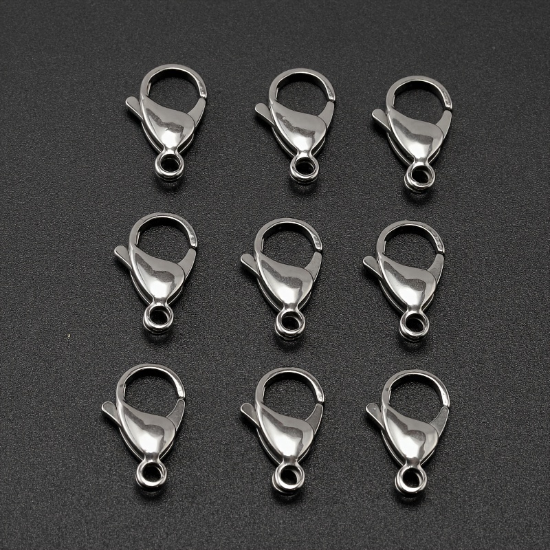 Image of 30pcs/20pcs 9mm-19mm Stainless Steel Lobster Clasps 304 Clasps For Bracelets Necklaces Hooks Chain Closures Additions Jewelry Making Additions 10mm/11mm/12mm/13mm/15mm/16mm/17mm