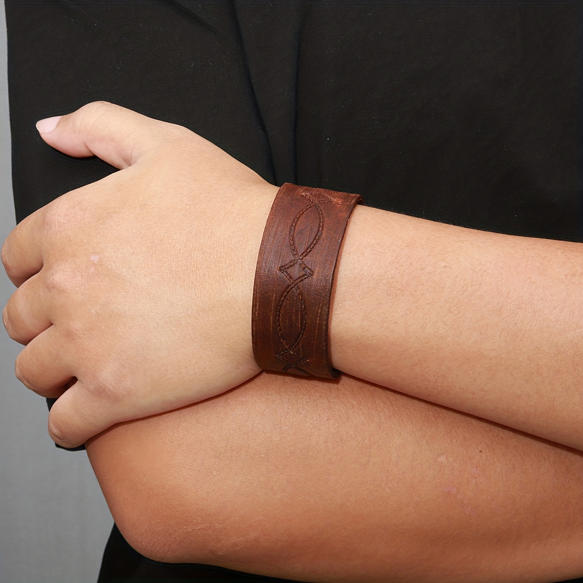 Cowhide Genuine Leather Pu Leather Bracelet - Temu