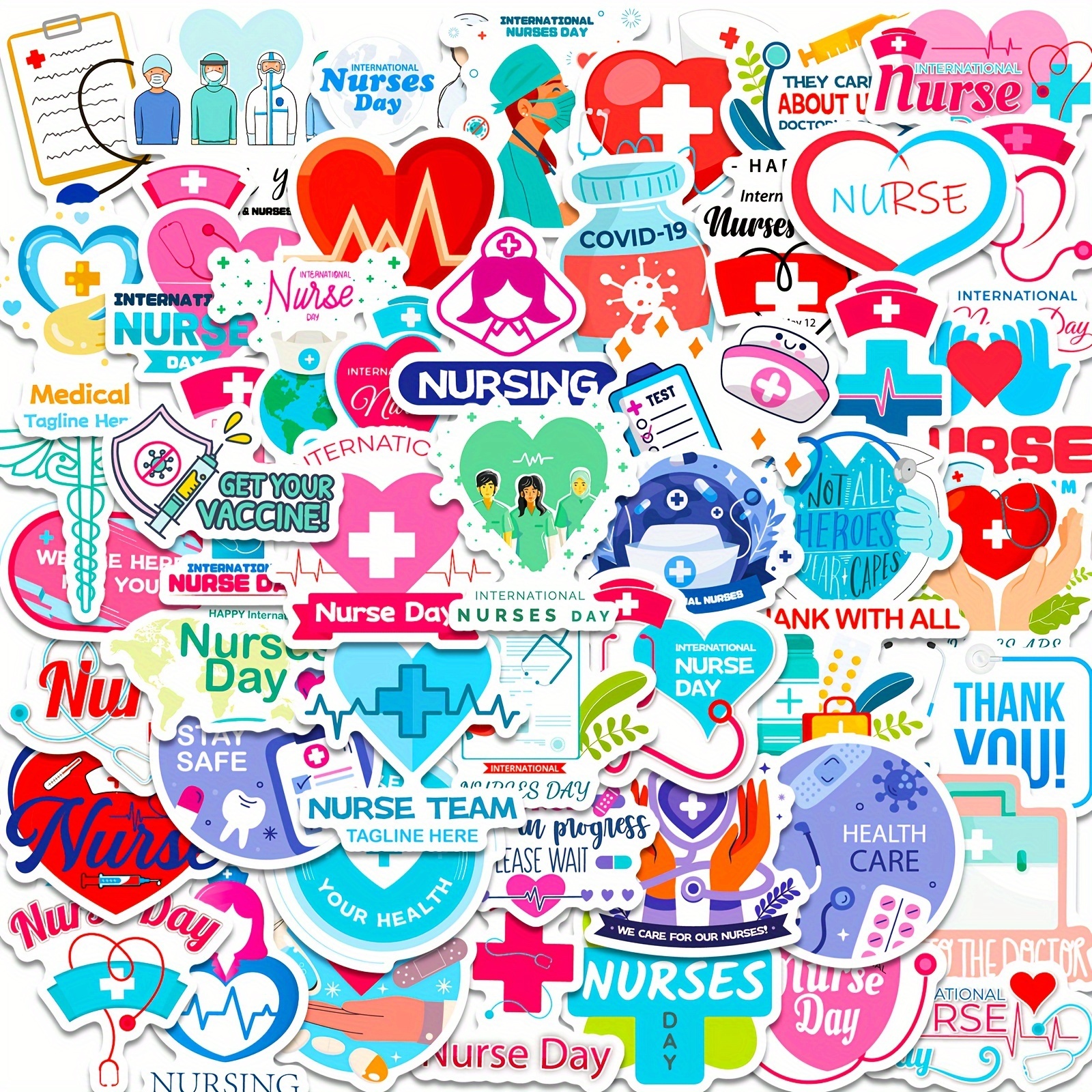 10pcs Nurse Stickers Vinyl Nursing Hospital Care Decals