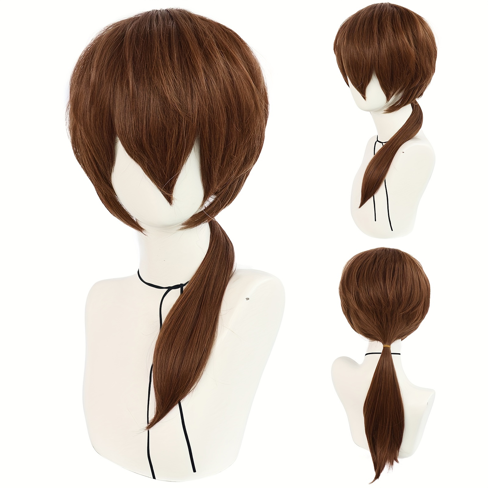 Medium Length Brown Ponytail Wig Anime Cosplay Wig Synthetic Temu