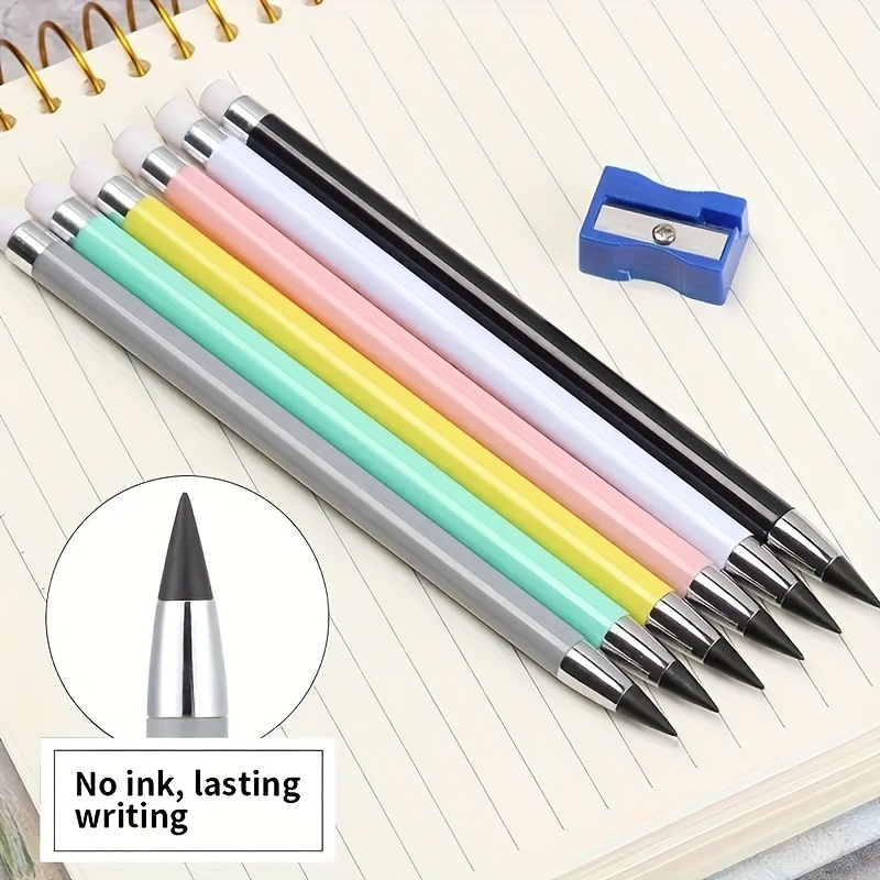 4 Pieces Metal Inkless Pen Metal No Ink Pencil Metallic Write Pen Metallic  Erasable Pen And Adults