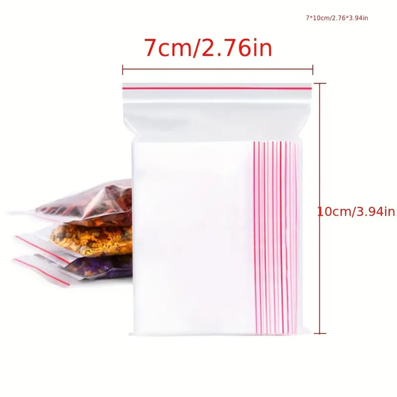 Commercial Use Ziplock Bags, Transparent Pe Plastic With Red Edges For  Food, Tea, Fruits, And Vegetables, Various Sizes For Packaging And  Preservation Supplies - Temu