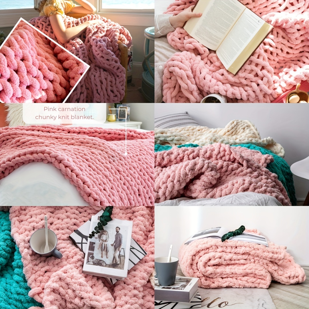 Striped Handmade Thick Yarn Blanket Tightly Cable - Temu