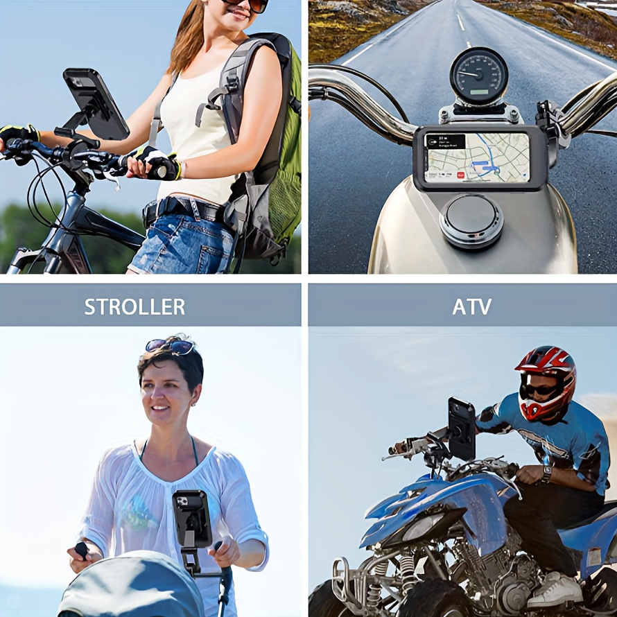  B-Land Soporte de teléfono celular impermeable para motocicleta,  manillar de bicicleta, soporte universal ajustable de 360° para teléfono de  motocicleta, soporte de teléfono de bicicleta con pantalla táctil de TPU 