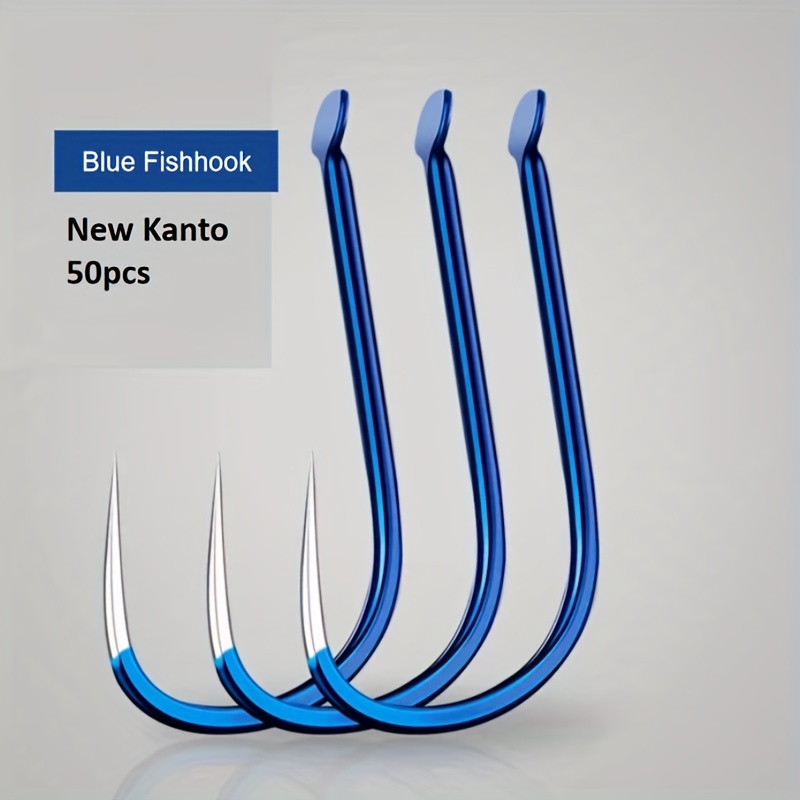 50pcs Premium Barbless Fish Hooks - Ideal for Freshwater and Saltwater  Fishing - Easy to Use and Safe for Fish - Blue (Pack of 50)