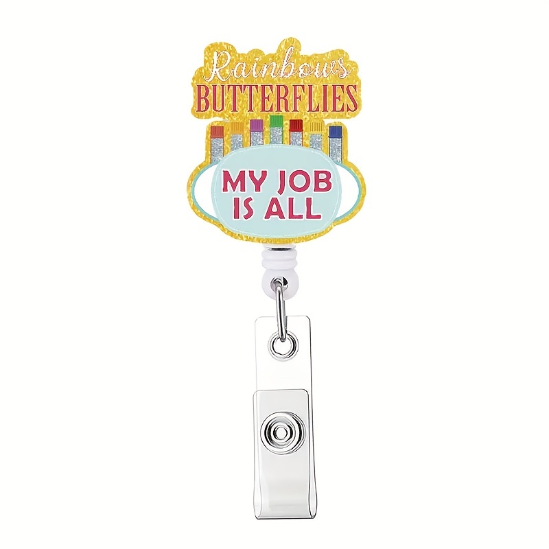 1pc Retractable Badge Reel with Flash Lettering Pattern Perfect for Nurses Doctors Students People Medical Humor Healthcare Gifts,Temu
