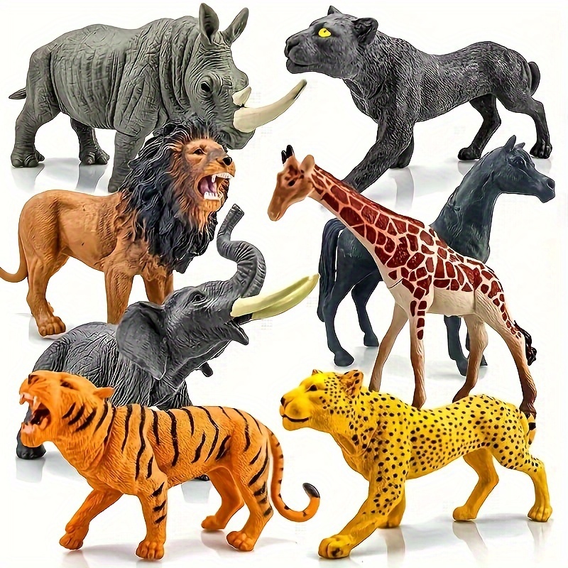 12 Pcs Realistic Jungle Animal Figurines, Safari Animals Figures Toys Cake  Topper Plastic African Wild Zoo Animals Playset Party Supplies for Kids