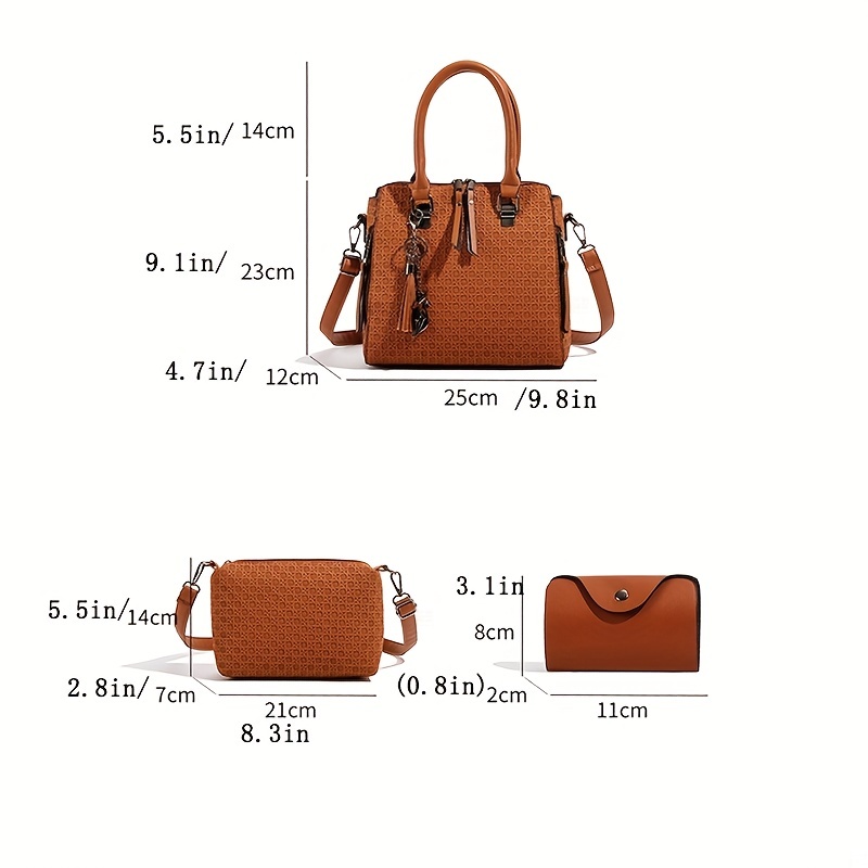 Argyle Embossed Tote Bag For Women, Fashion Pu Leather Handbag, Large  Capacity Shoulder Bag - Temu Bahrain