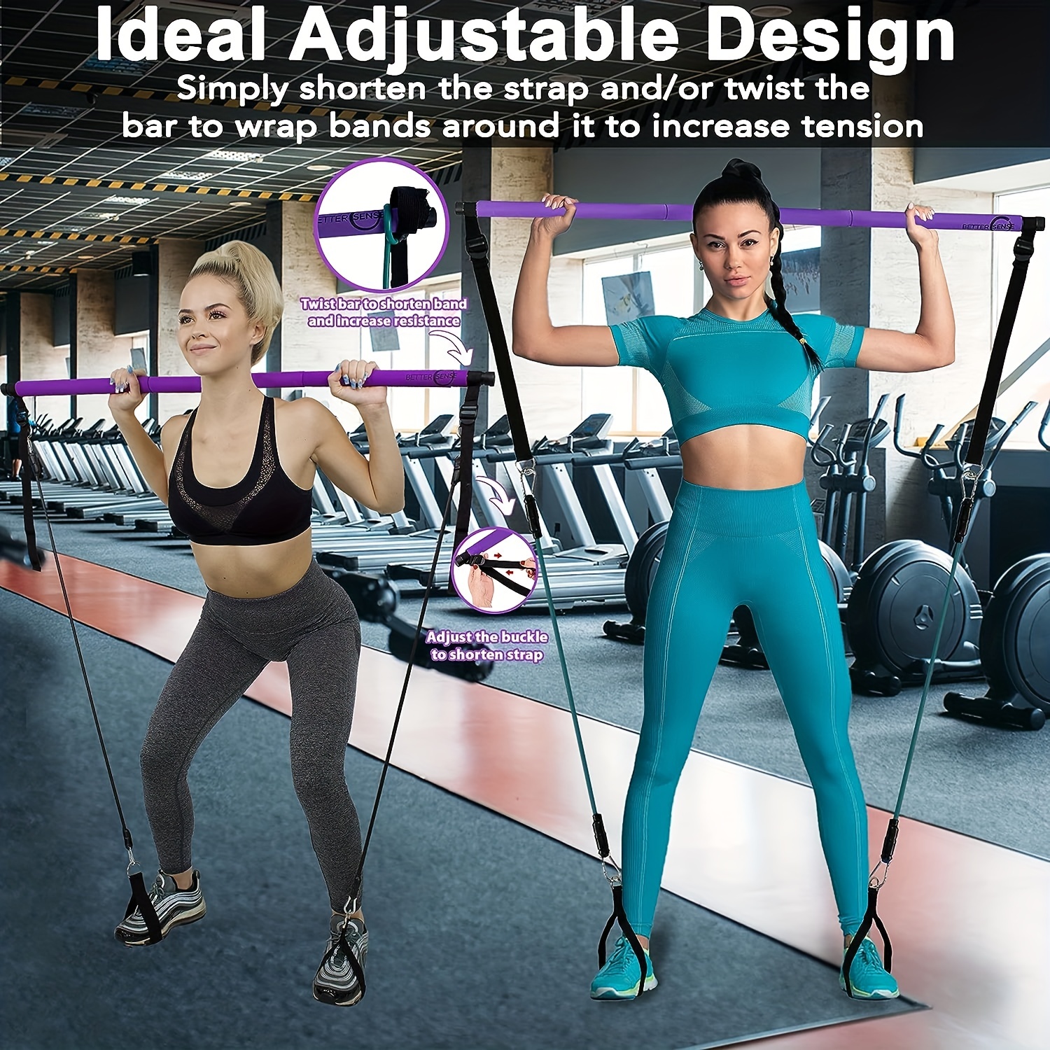  Quindi Pilates Bar Kit with Resistance Bands( 3 Sets of 20  lb,30lb & 40 lb.). Portable, Easy and Quick to Assemble. Exercise from Home,  Premium Fitness Workout Equipment for All