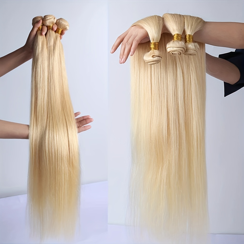 613 Blonde Brazilian Hair Weave 100% Remy Human Hair Bundles - Temu