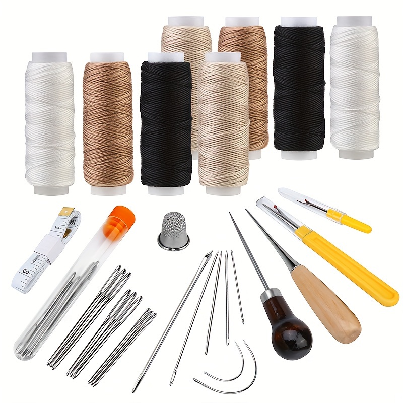 

30pcs Upholstery Repair Kit, Hand Sewing Craft Tools With Sewing Awl, 8 Leather Sewing Thread, Tape Measure, Seam Ripper For Beginners And Professionals