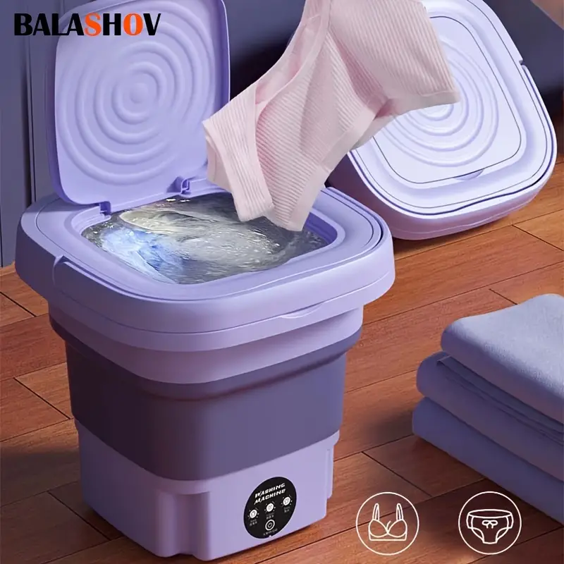 Portable Small Washing Machine Portable Washing Machine Underwear with  Drain Bucket Socks Clothes Washer Camping Folding Washing Machine Home