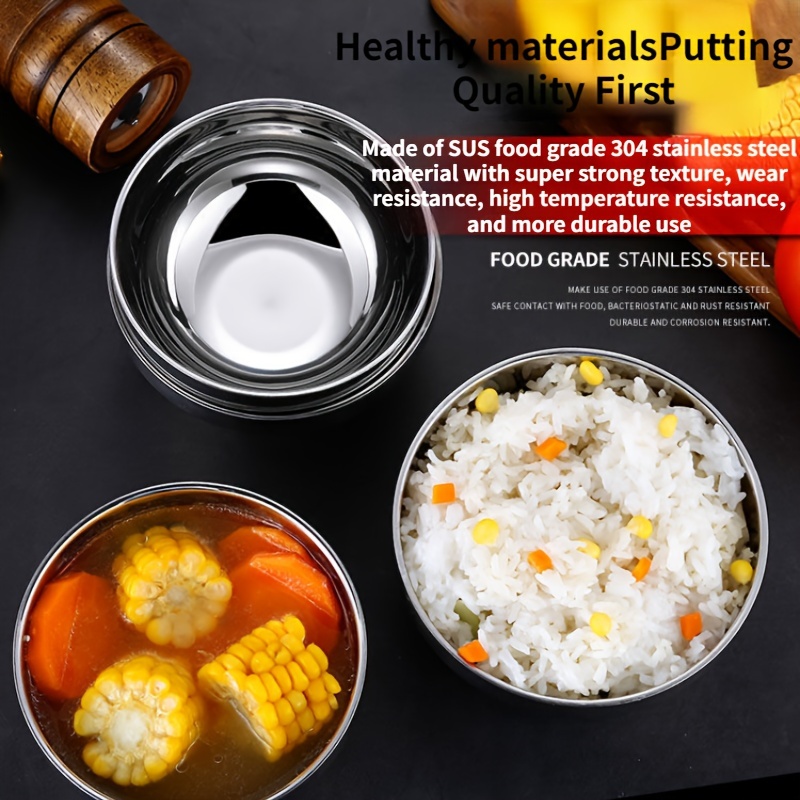 1pc Small 304 Stainless Steel Insulated Bowl For Soup, Rice, Etc