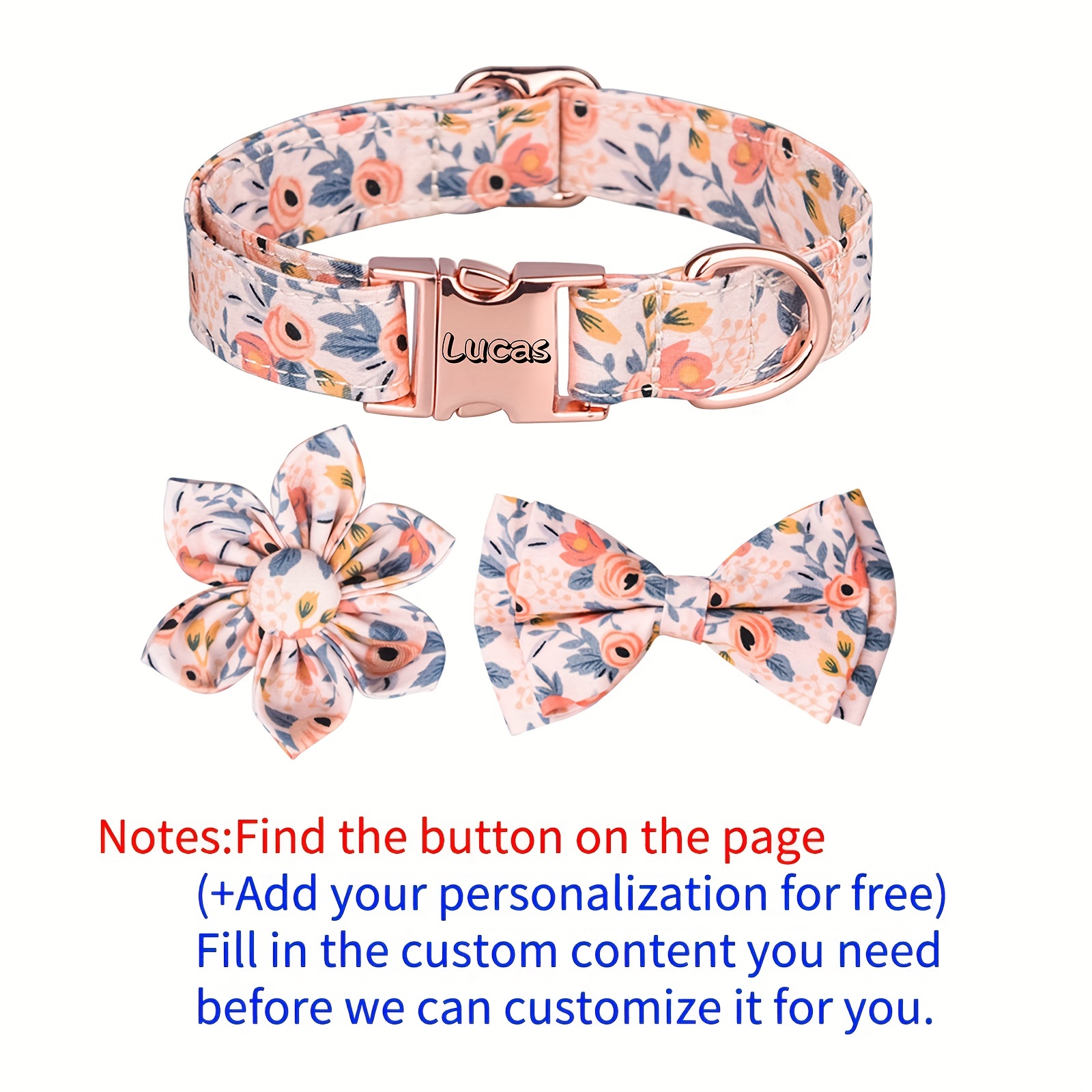 Personalized Bow Tie Dog Collar - Custom Printed Pet Collar