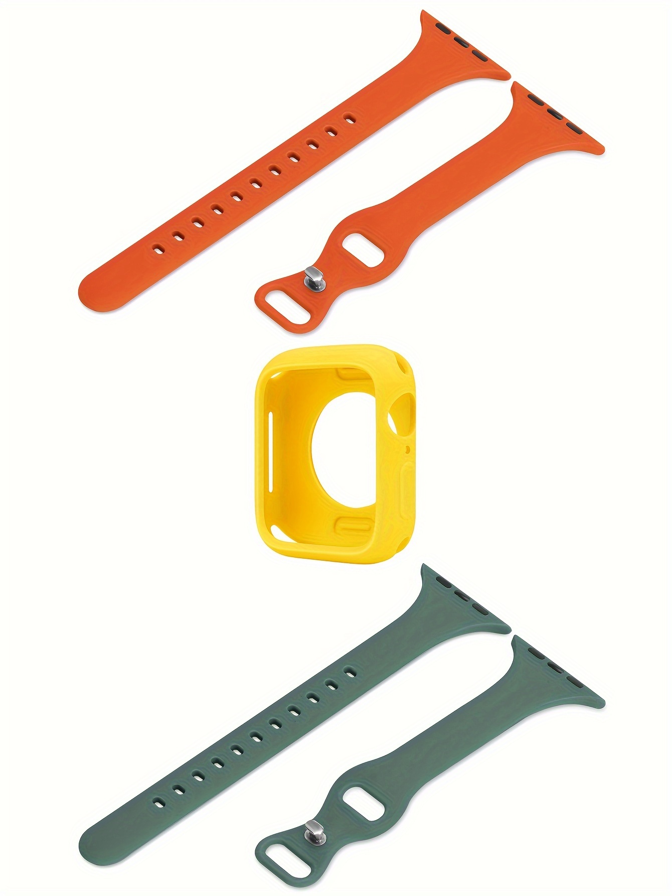 2pcs Women Men Cute Soft Silicone Sports Watch Strap Adjustable Waterproof Wristbands & 1pc Silicone Protective Case, For Apple Watch Band 38/40/41/42/44/45/46/49mm, For Apple Watch Series Ultra/SE/11/10/9/8/7/6/5/4/3/2/1, Intelligent Watch Accessories