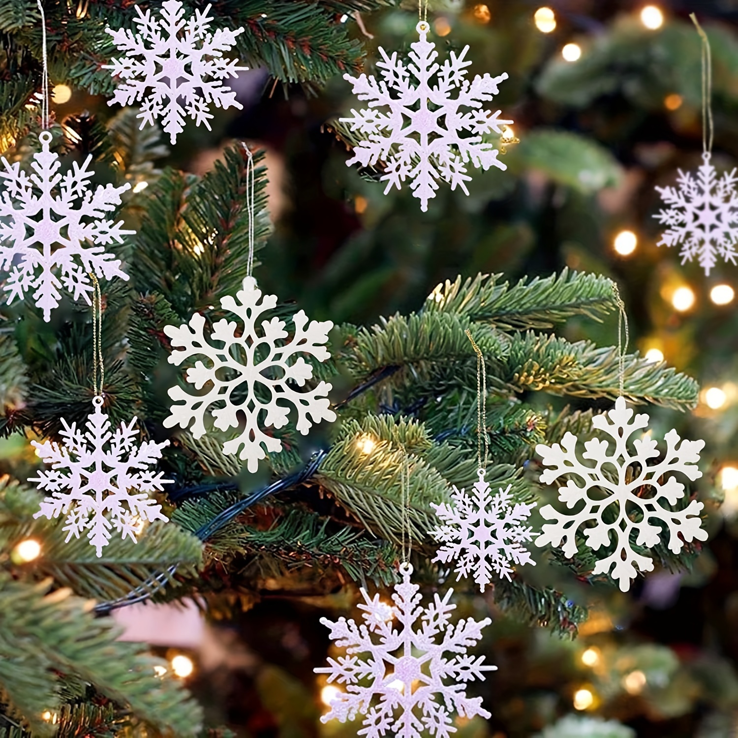  24 adornos navideños de cristal para decoración de árbol de  Navidad con copos de nieve acrílicos, adornos colgantes para Navidad,  fiesta de Año Nuevo, suministros de decoración de vacaciones (copo de 