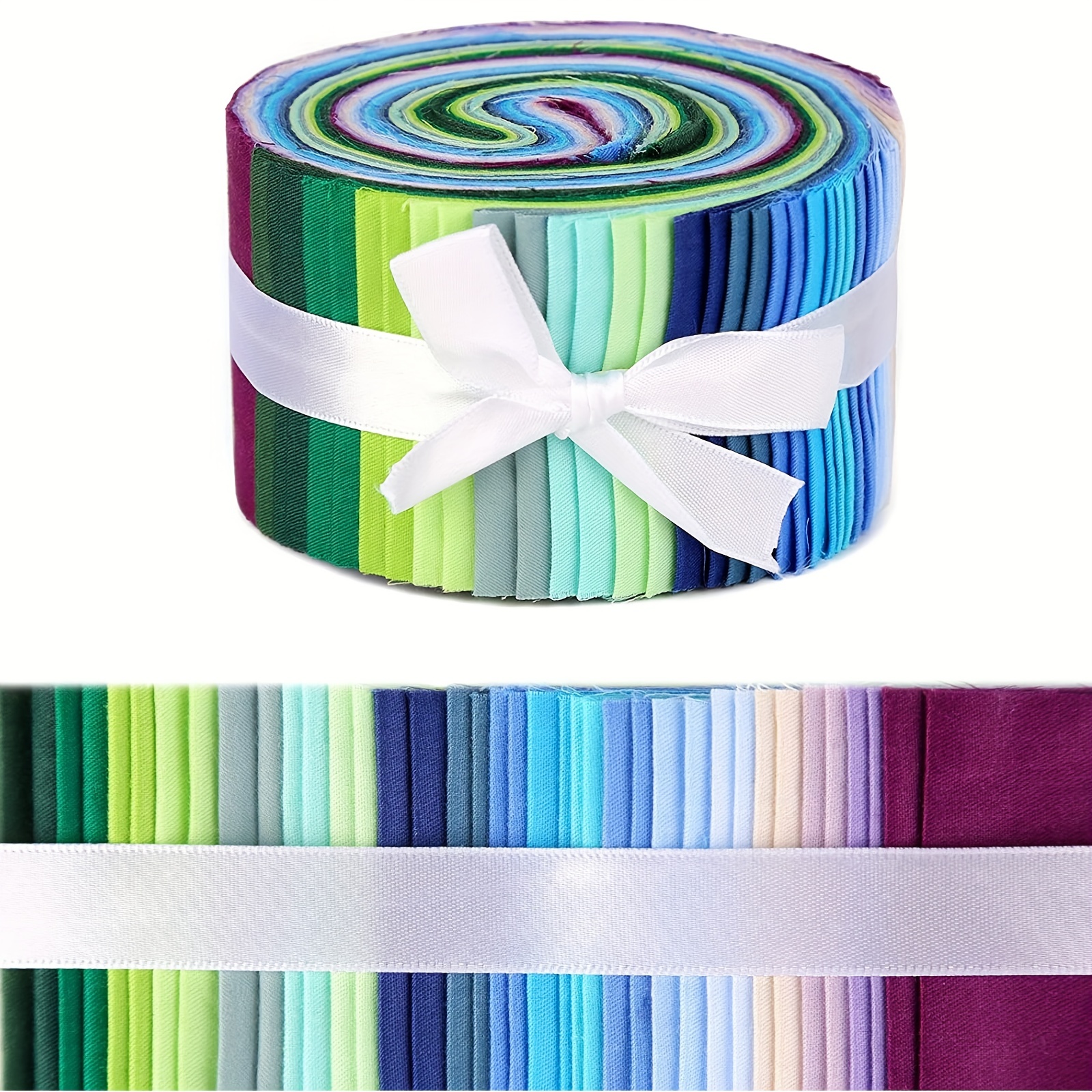 ZMAAGG 40pcs Roll Up Cotton Fabric Quilting Strips Jelly Roll Fabric Cotton Craft Fabric Bundle Patchwork Craft Cotton Quilting Fabric Cotton Fabric