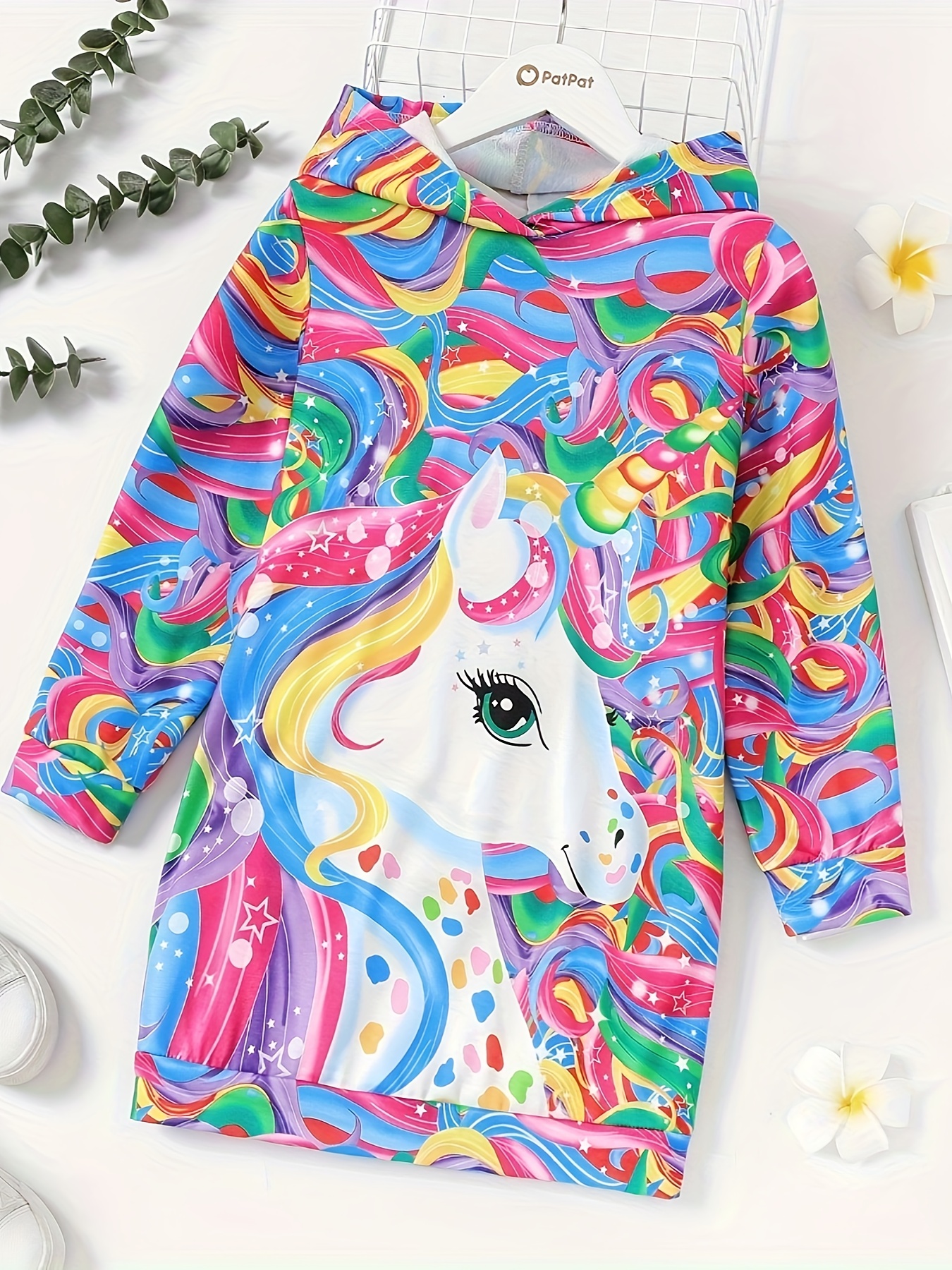 Kid's Rainbow Unicorn Pattern Pajamas Long Sleeve Top Pants - Temu Canada
