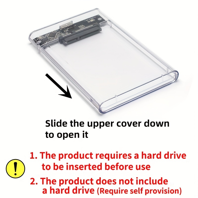 Hard Drive Enclosure Usb 3.0 Sata Case Transparent External - Temu