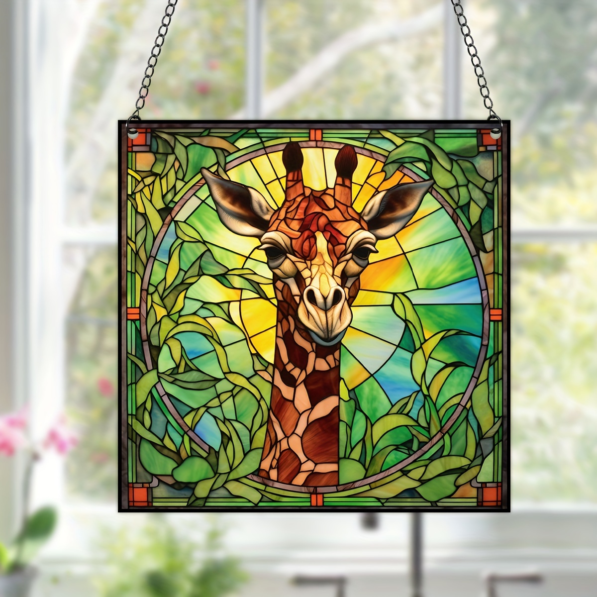 Giraffe Suncatcher For Window, Stained Plastic Window Decor, Halloween