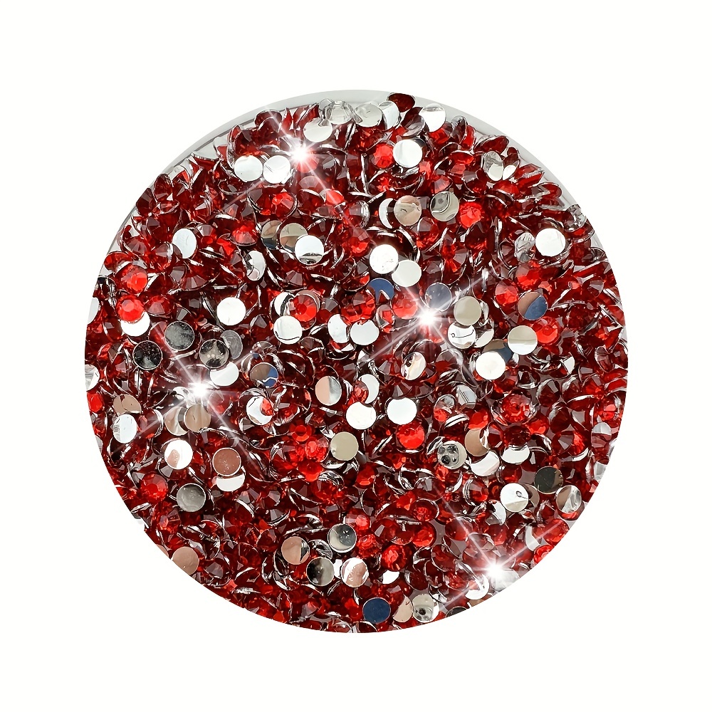 100-500pcs Red Flatback Resin Nail Art Rhinestones Round Gemstones