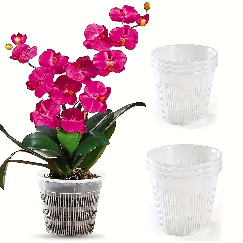 Orquidea - Mini flores artificiales de orquídeas en maceta, arreglos de  orquídeas, plantas artificiales con forma cuadrada blanca, maceta de  cerámica