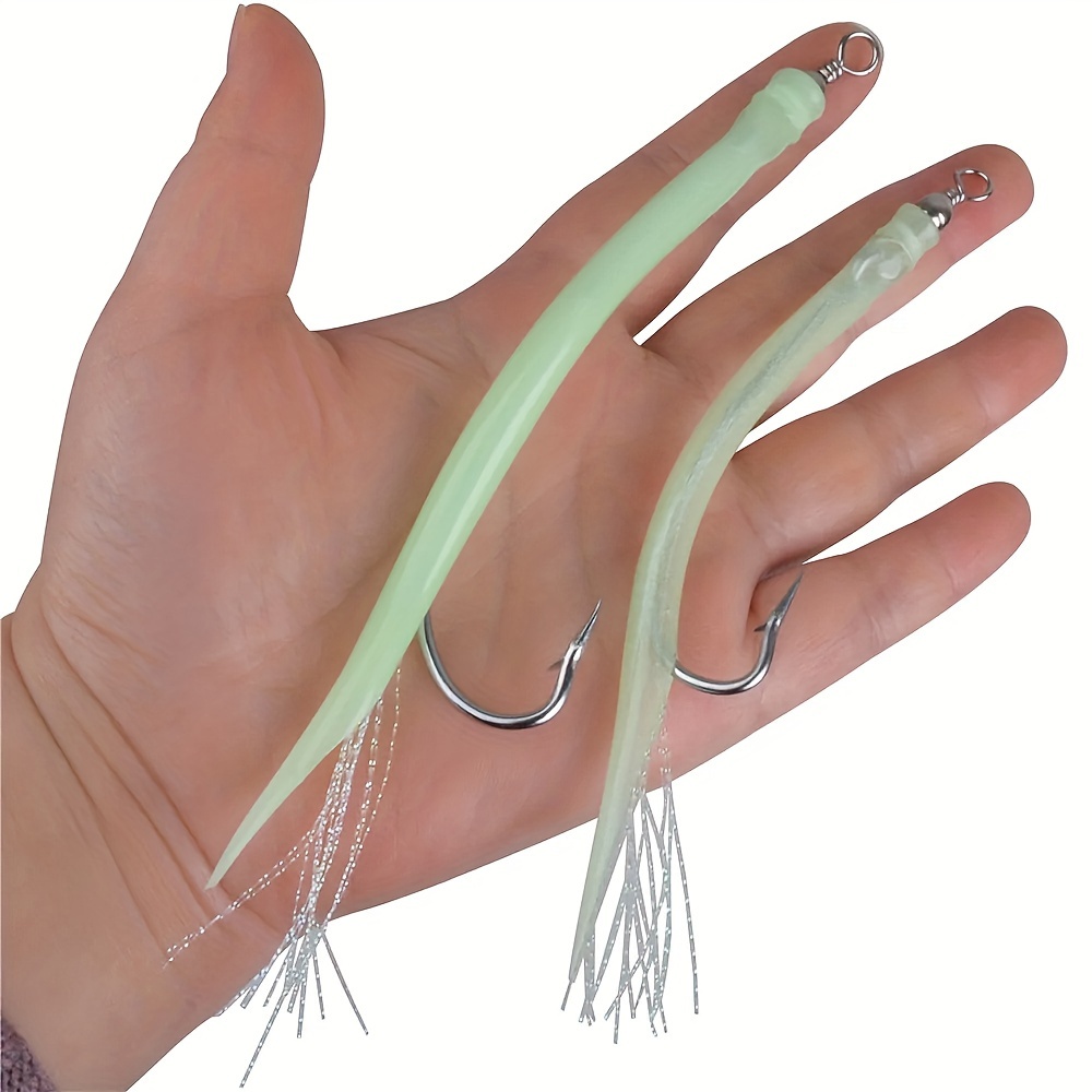 S Fishing Tube Lure Long Shank Hook Luminous Eel Lure - Temu