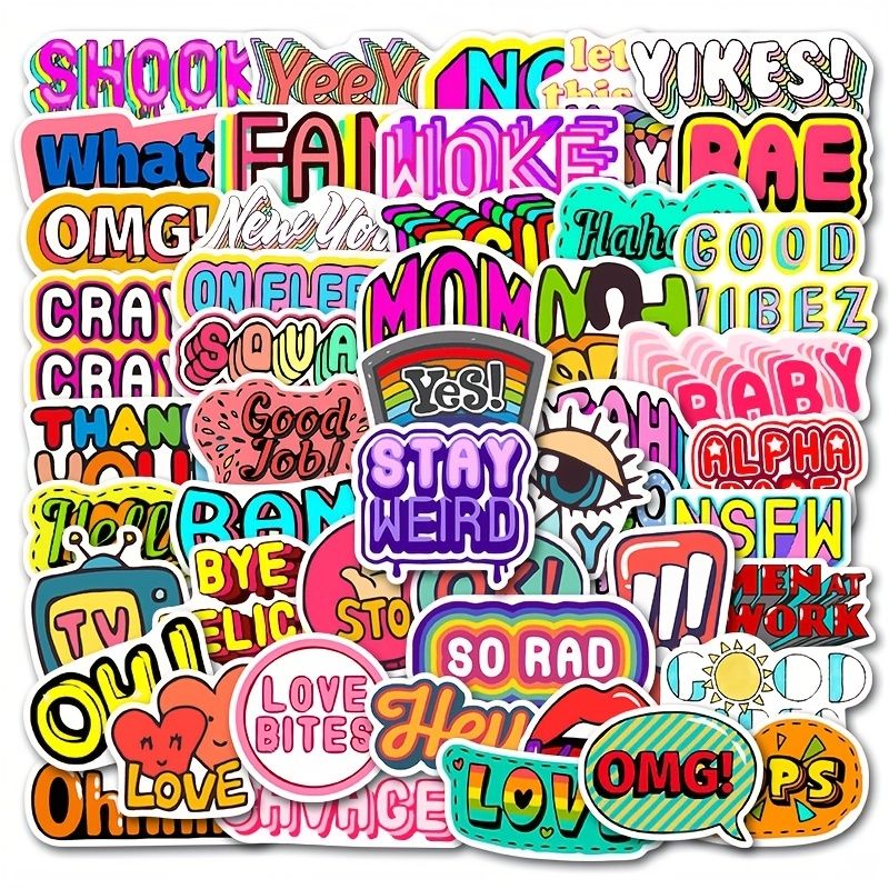 50pcs Cartoon English Alphabet Vocabulary Stickers For Skateboard Laptop  Suitcase Refrigerator Car Children Diy Non Repetitive Doodle Stickers |  Today's Best Daily Deals | Temu