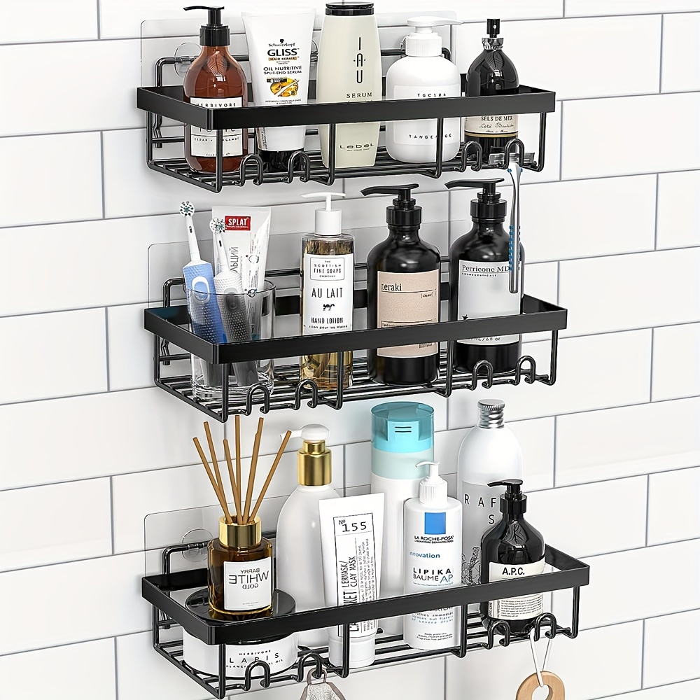Moforoco Shower Caddy Shelf Organizer Rack, Self Adhesive Black Bathroom  Shelves Basket, Home Farmhouse Wall Inside Organization and Storage Decor  Rv