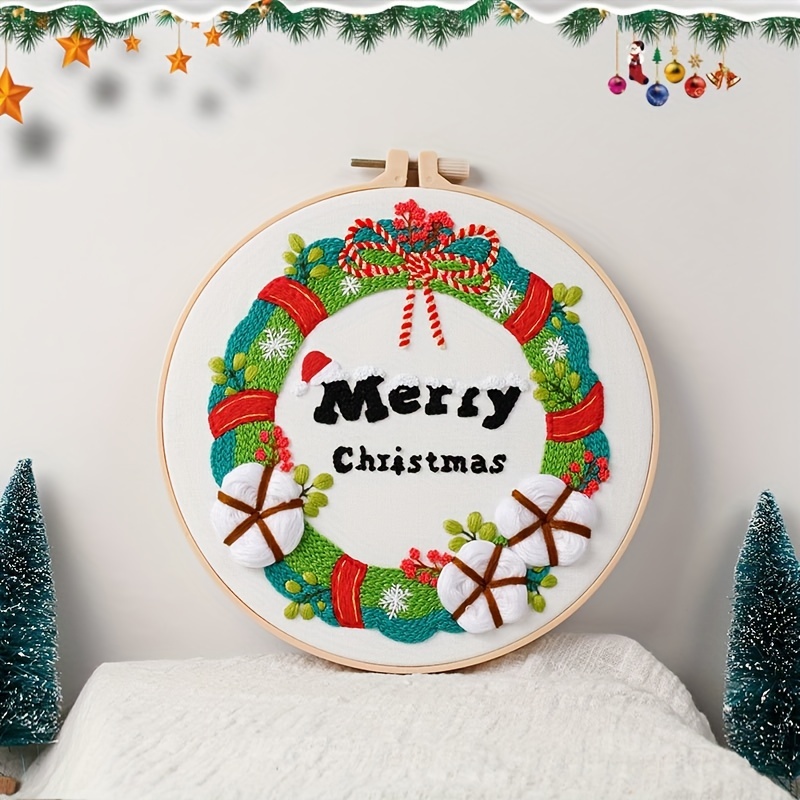 Christmas Theme Embroidery Kit Diy Cross Stitch Patterns - Temu