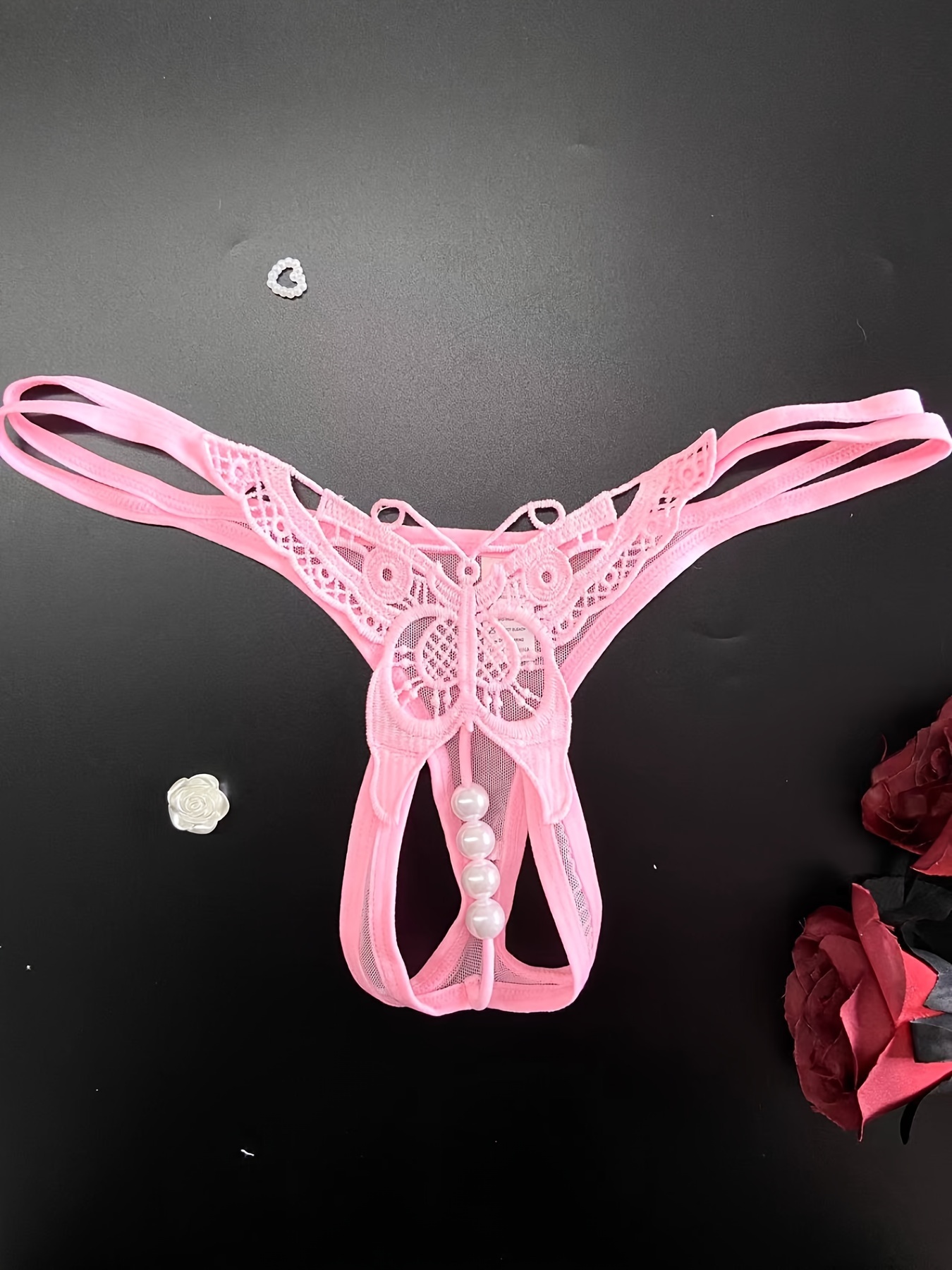 Pink Butterfly Embroidered Seamless Lace Crotchless Thong See Through  Underwear For Women Perfect Gift From Yodyhs, $7.69