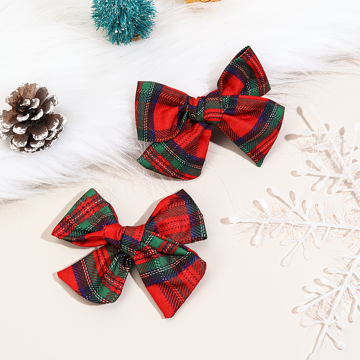 

2pcs Bow , Polyester Accessories, Christmas , Decor For , Christmas Gifts