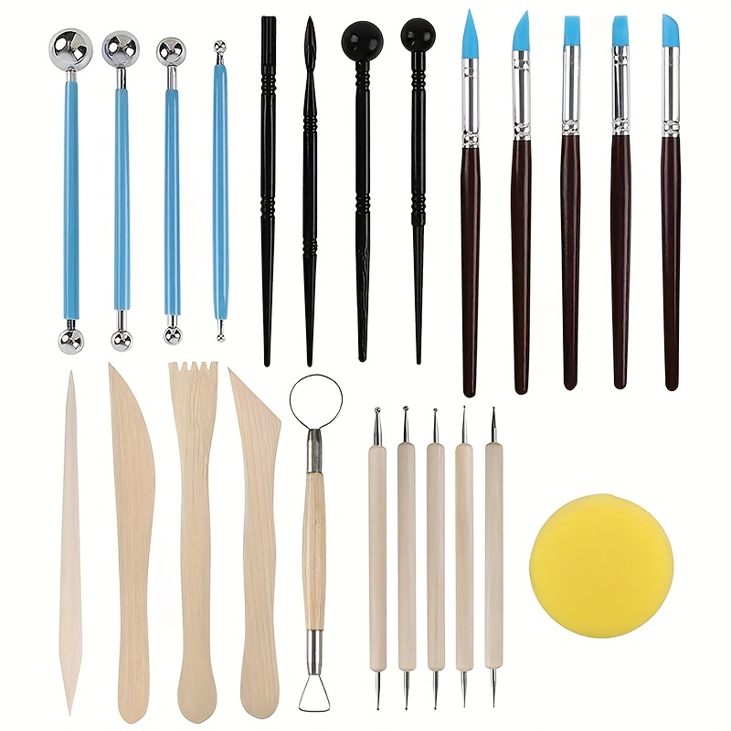 9pcs Pottery Tools Soft Pottery Stone Plastic Clay Art Carving Knife Blade,  Cutter Details Needle, Pottery Clay Sculpting Tools