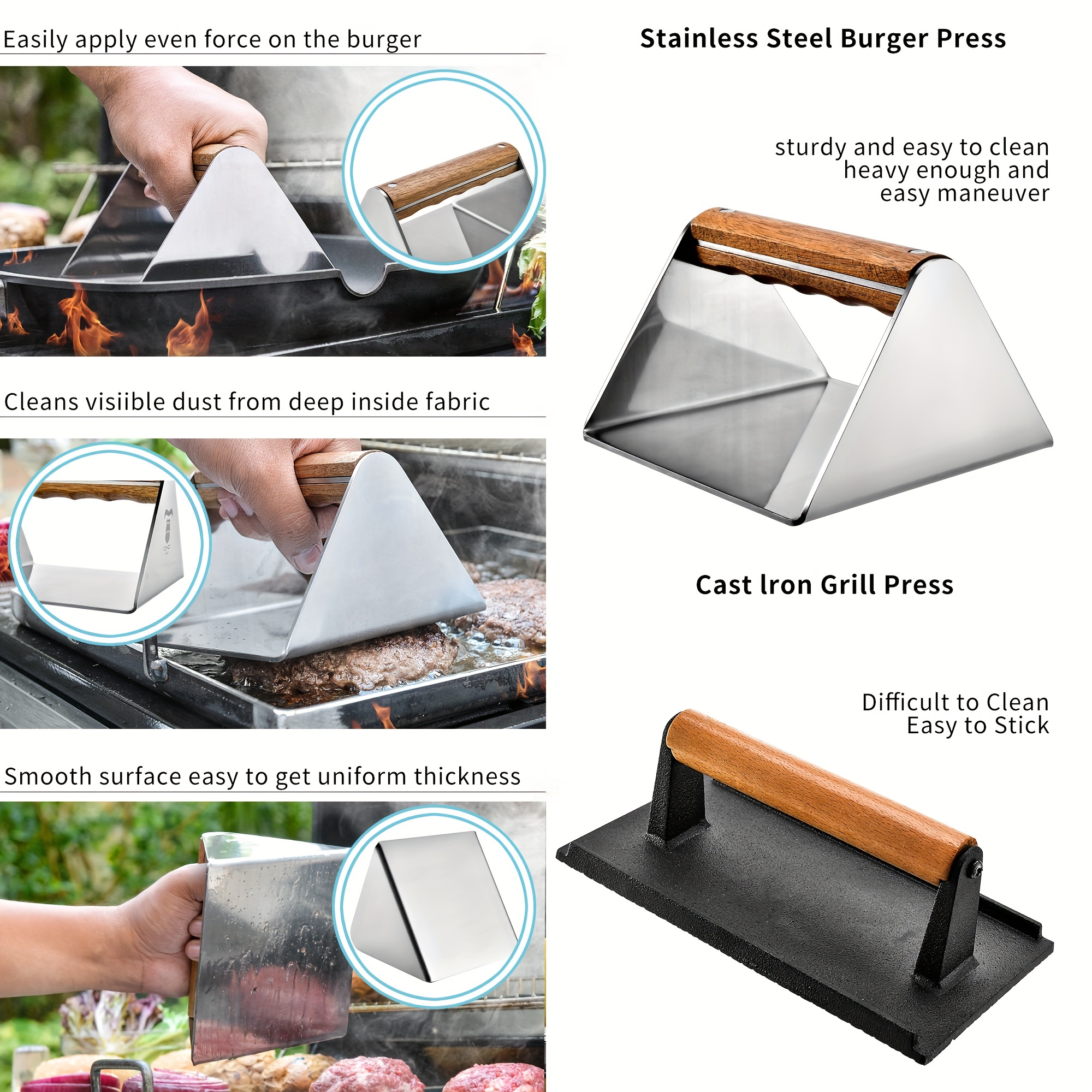Stainless Steel Burger Press Perfect For Flat Top Grill - Temu