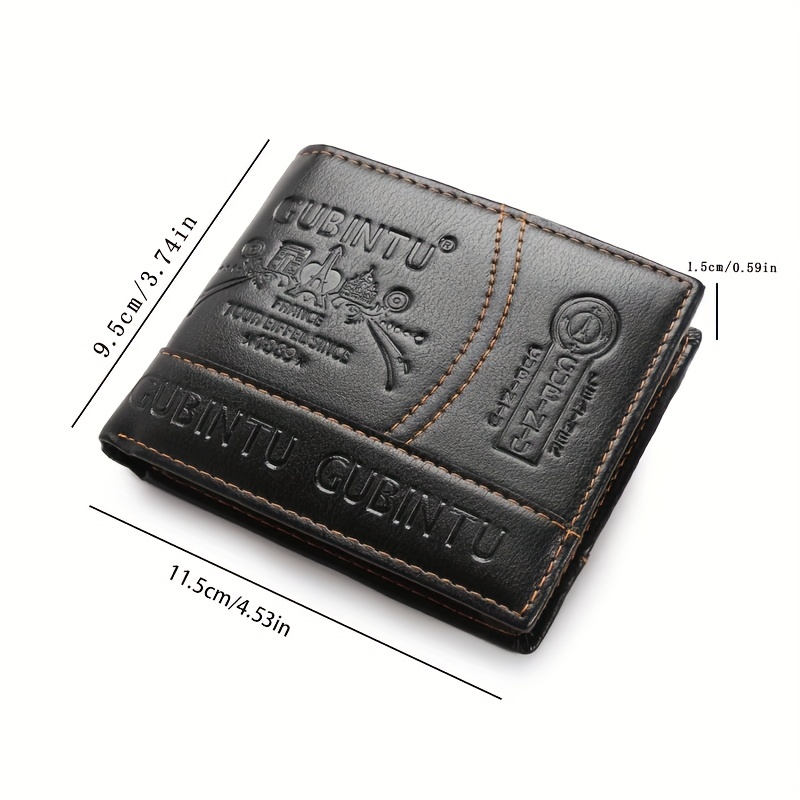 Men's Wallet Short Money Clip, Fashion Multi-card Lychee Pattern Horizontal  Splicing Leather Clip - Temu