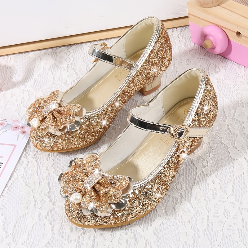 Zapatos Princesa Niñas Decoración Lazo Perlas Brillantes - Temu