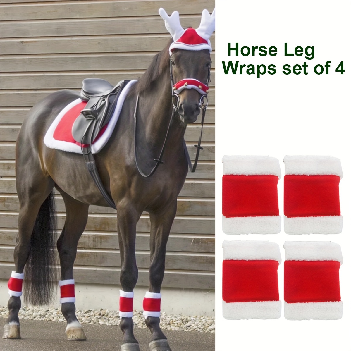 4pcs Christmas Horse Fleece Leg Wraps Horse Leg Protectors For Festival New  Year Party Pet Horse Decoration Supplies