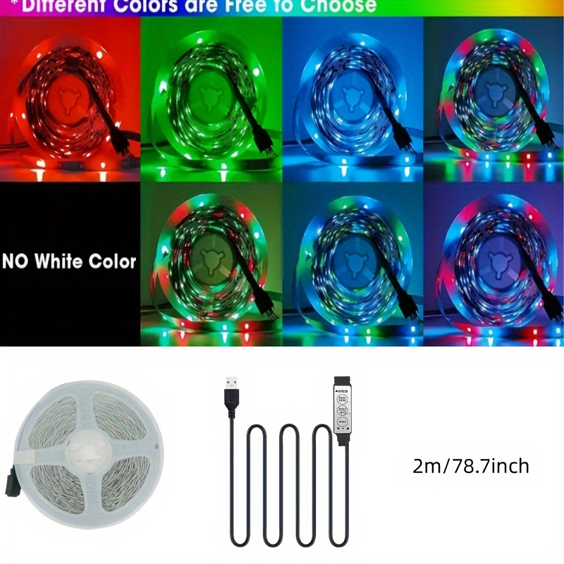 Tv Led Strip Lights 5050smd 3 Key Control Flexible Adhesive Temu