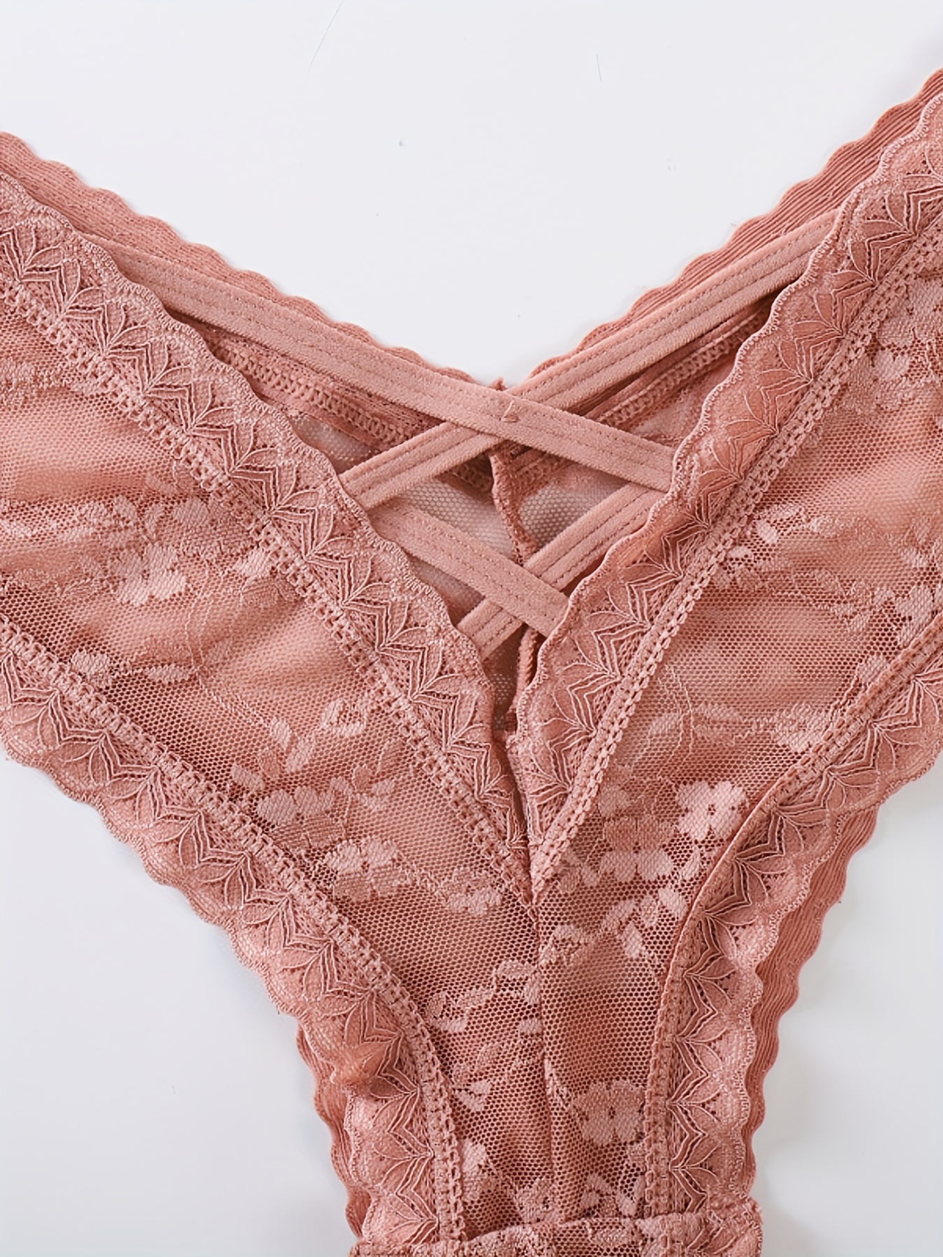 Floral Lace Thongs Sexy Criss Cross Hollow Mesh Sheer - Temu