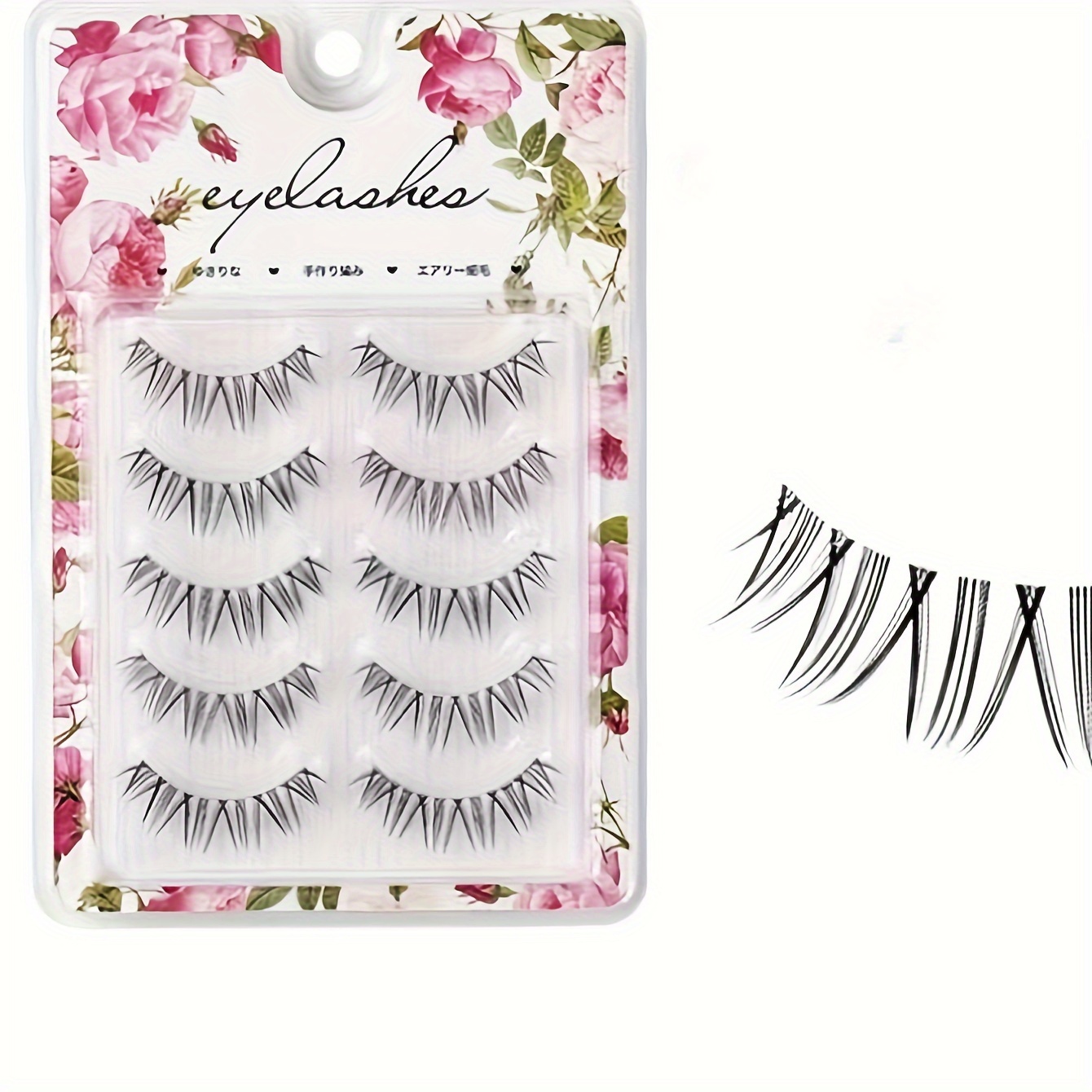 5 Pairs Manga False Eyelashes Transparent Stem Cross False Eyelashes Lashes  Extensions Manga Anime Makeup Beauty Cosmetic