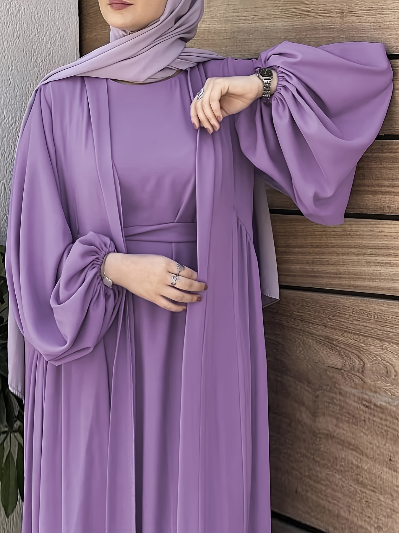 Elegant Two piece Abayas Set Floral Pattern Cover Up Tie - Temu