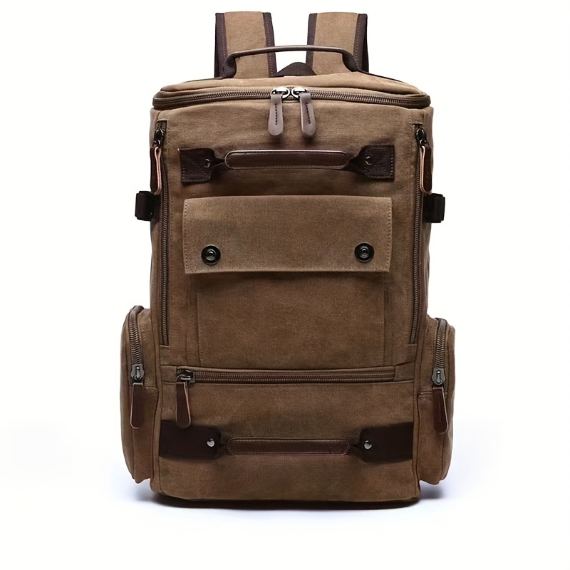 Vintage Canvas Backpack With Laptop Compartment - Durable, Large Capacity, Adjustable Straps For