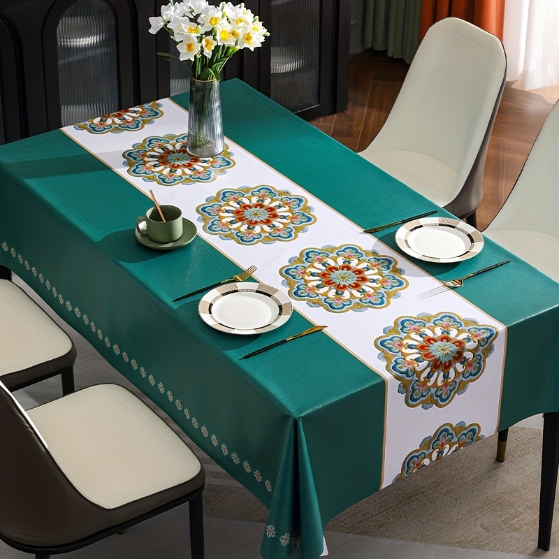 Protector de cuero para mesa de comedor, mesa auxiliar, mantel rectangular  impermeable ya prueba de aceite para cocina, comedor, decoración de mesa