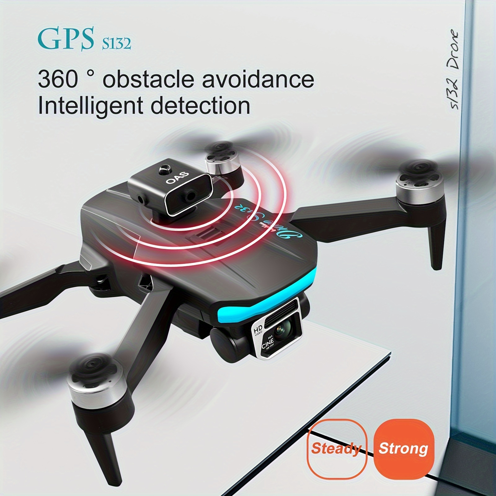 s132 drone hd camera gps global positioning optical flow fixed point hovering four sided infrared obstacle avoidance 90 electrically adjustable lens folding professional aerial photography uav details 5