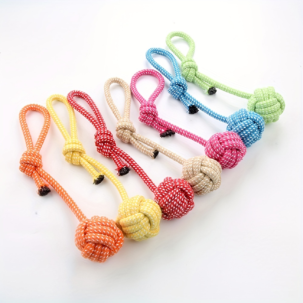 

1pc Durable Dog Chew Toy For Teeth Cleaning - Colorful Rope Knot Ball For Cats And Dogs - Promotes Dental Health