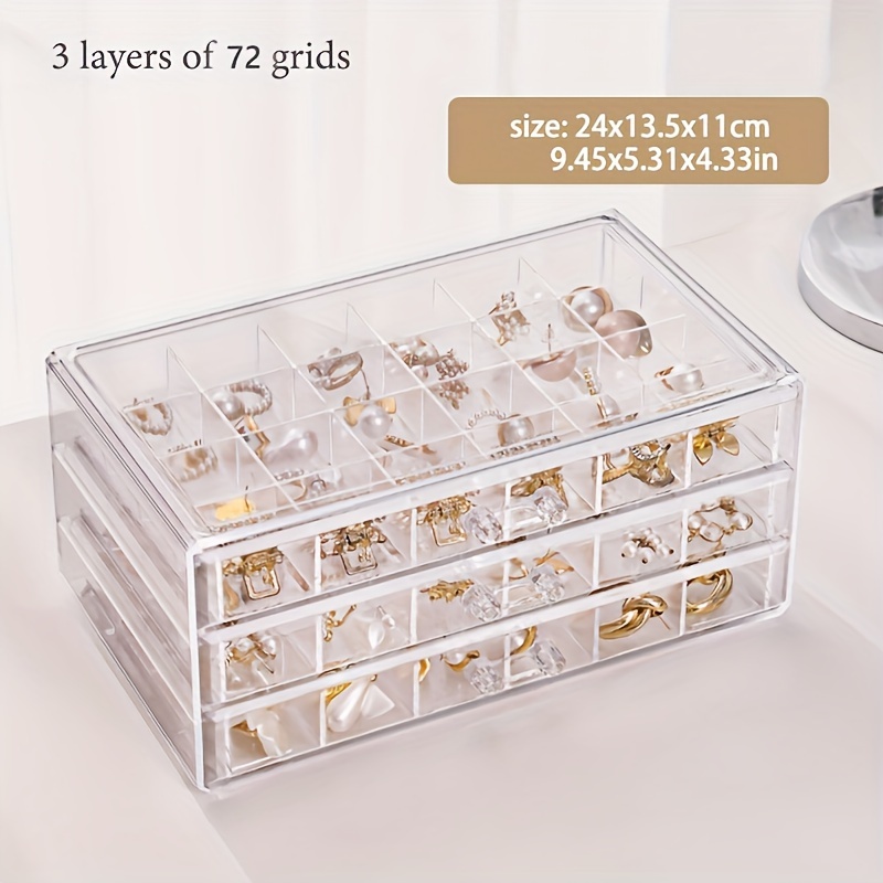 Jewelry Organizer 3 Layer Clear Plastic Jewelry Box Ring - Temu