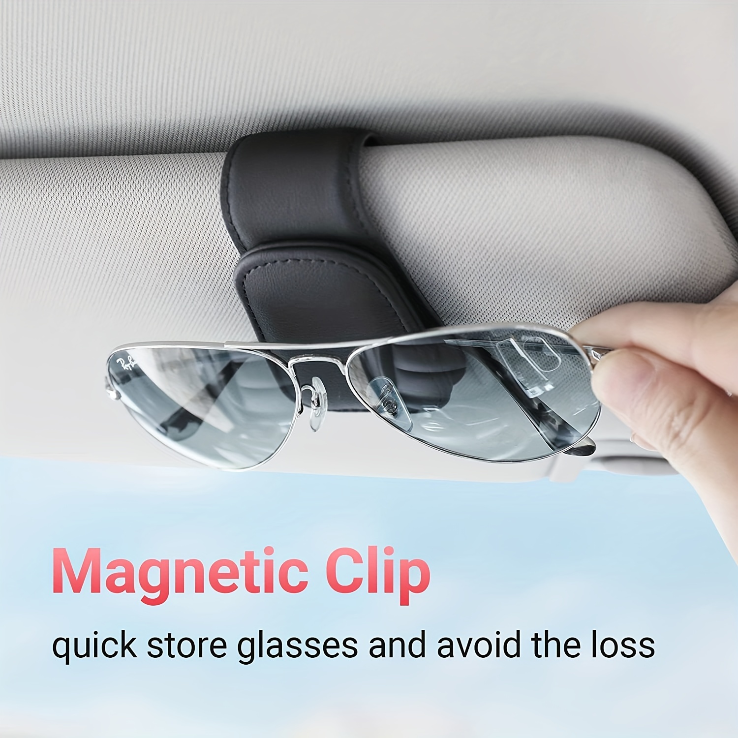 Auto Sonnenblende Sonnenbrillen Clip Magnetisch Echtes Leder